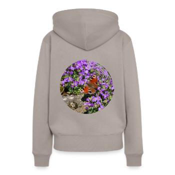 Pfauenaugen sind die bekanntesten Schmetterlingen - Frauen Premium Bio Hoodie - Taupe - Hinten - Julia (174cm)