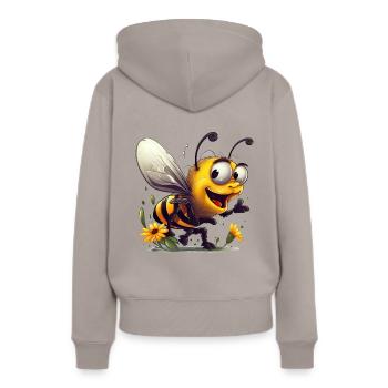 Une abeille amusante recueille le nectar des fleurs - Sweat à capuche Premium bio Femme - taupe - Dos - Julia (174cm)