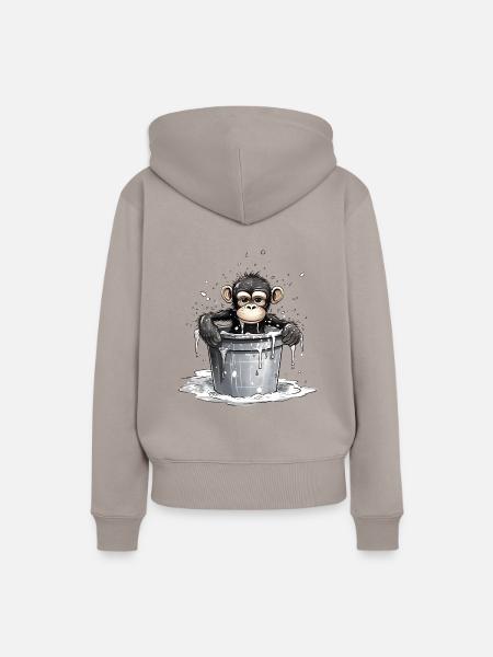 Affe sucht Abkühlung - Frauen Premium Bio Hoodie - Taupe
