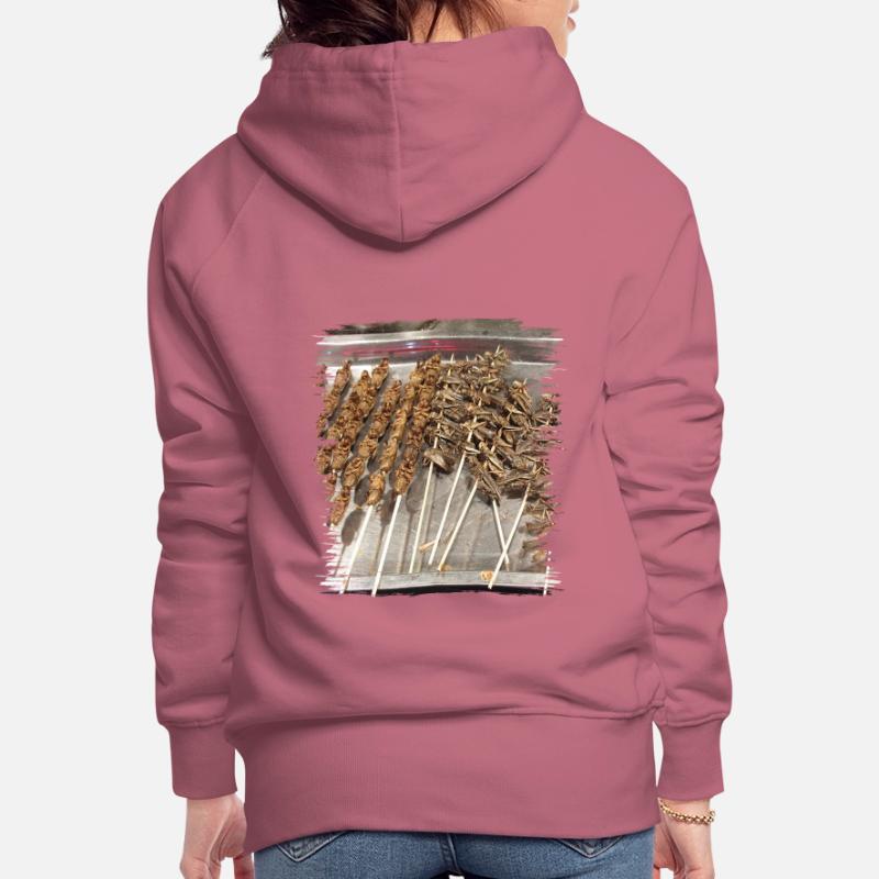 Sei pronto per uno spuntino a base di insetti? Felpa con cappuccio ecologica premium da donna