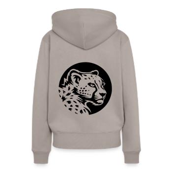 Profil de guépard - Sweat à capuche Premium bio Femme - taupe - Dos - Julia (174cm)