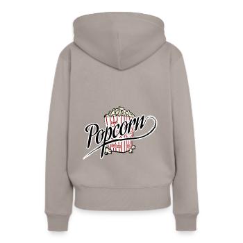 pop-corn - Sweat à capuche Premium bio Femme - taupe - Dos - Julia (174cm)