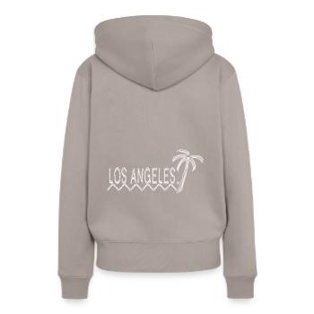 Los Angeles - Sweat à capuche Premium bio Femme - taupe - Dos - Julia (174cm)