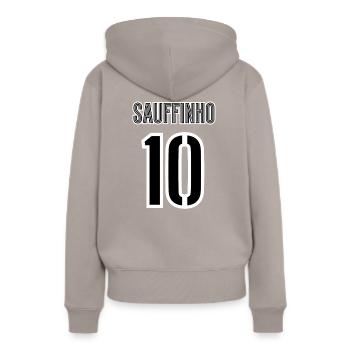 Sauffinho - Sweat à capuche Premium bio Femme - taupe - Dos - Julia (174cm)