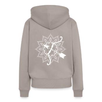 Flèche et arc / Bow and Arrow / Tirsport - Sweat à capuche Premium bio Femme - taupe - Dos - Julia (174cm)