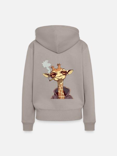 Giraffe Raucher Smoke Joint - Frauen Premium Bio Hoodie - Taupe