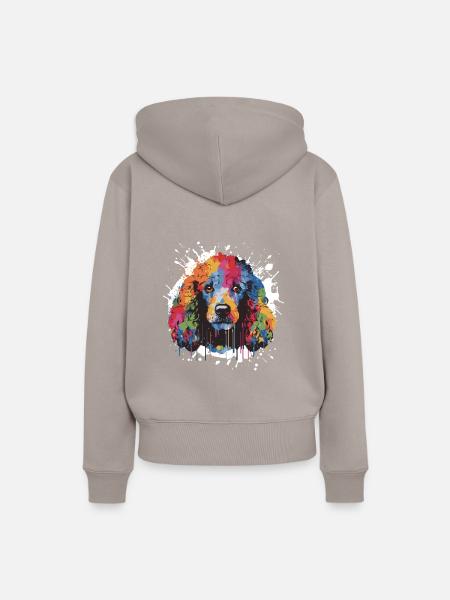 Pudel Hund Pop Art Kopf - Frauen Premium Bio Hoodie - Taupe