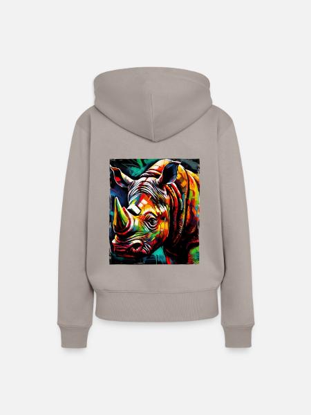 Nashorn Portrait - Frauen Premium Bio Hoodie - Taupe