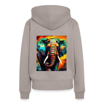 Portrait d’éléphant - Sweat à capuche Premium bio Femme - taupe - Dos - Julia (174cm)