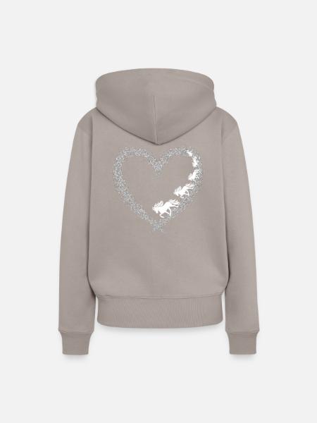 Herz mit Tölt - Frauen Premium Bio Hoodie - Taupe