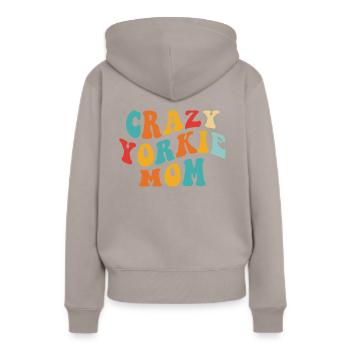 Crazy Yorkie - Geschenk für Frauchen - Frauen Premium Bio Hoodie - Taupe - Hinten - Julia (174cm)