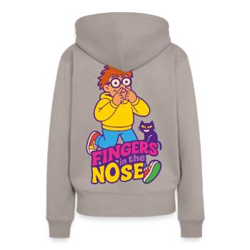 Finger in der Nase - Frauen Premium Bio Hoodie - Taupe - Hinten - Julia (174cm)