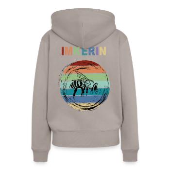 Imkerin liebt es dunkel - Frauen Premium Bio Hoodie - Taupe - Hinten - Julia (174cm)