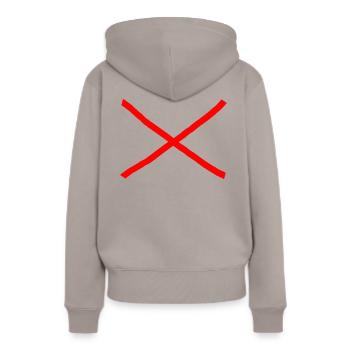 Ablehnung Durchstreichen mit rotem X 1 - Frauen Premium Bio Hoodie - Taupe - Hinten - Julia (174cm)