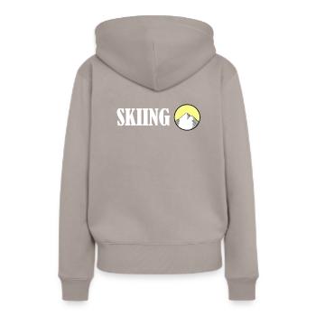 Skifahrer - Winterurlaub - Pistensau - Skilehrer - - Frauen Premium Bio Hoodie - Taupe - Hinten - Julia (174cm)