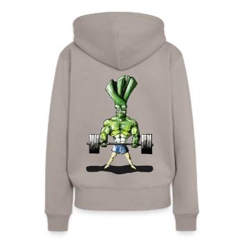 Leek - lift - Women’s Premium Organic Hoodie - taupe - Back - Julia (174cm)