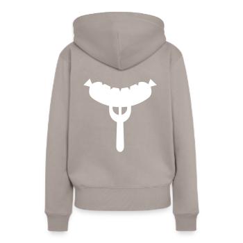 Sausage fork - Women’s Premium Organic Hoodie - taupe - Back - Julia (174cm)