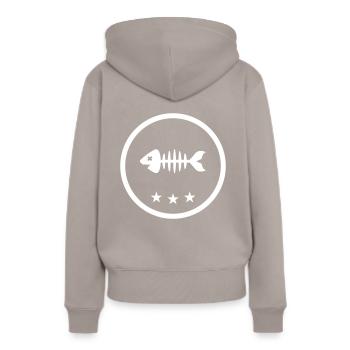 Os d’os symbole de poisson - Sweat à capuche Premium bio Femme - taupe - Dos - Julia (174cm)