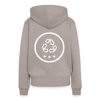 Symbole de recyclage - Sweat à capuche Premium bio Femme - taupe - Dos - Julia (174cm)