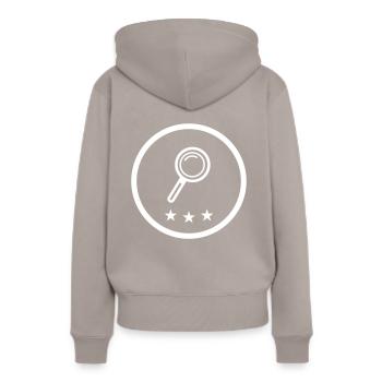 Lupe Symbol - Frauen Premium Bio Hoodie - Taupe - Hinten - Julia (174cm)