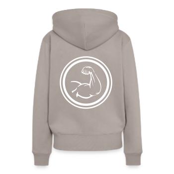 Arm Muskeln Bizeps - Frauen Premium Bio Hoodie - Taupe - Hinten - Julia (174cm)
