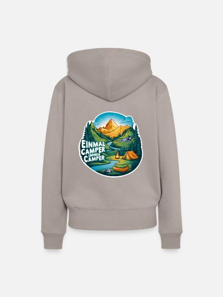 Einmal Camper immer Camper Naturerlebnis pur - Frauen Premium Bio Hoodie - Taupe