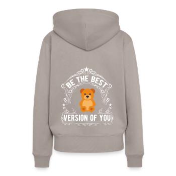 Teddy - Teddybär Stofftier Geschenkidee Geschenk - Frauen Premium Bio Hoodie - Taupe - Hinten - Julia (174cm)