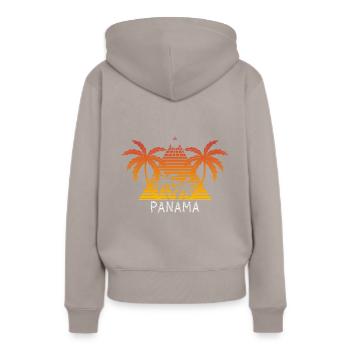 Panama - Sweat à capuche Premium bio Femme - taupe - Dos - Julia (174cm)