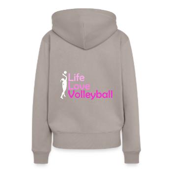 Beach volley - Sweat à capuche Premium bio Femme - taupe - Dos - Julia (174cm)