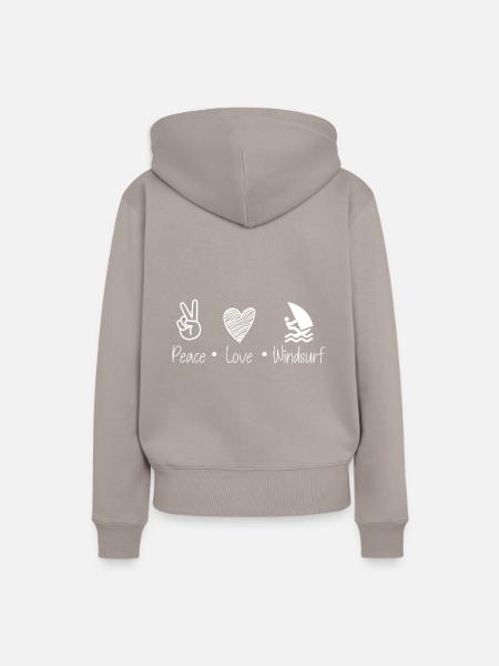 Frieden Liebe Windsurfen - Frauen Premium Bio Hoodie - Taupe