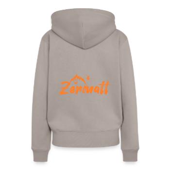 Zermatt - Sweat à capuche Premium bio Femme - taupe - Dos - Julia (174cm)