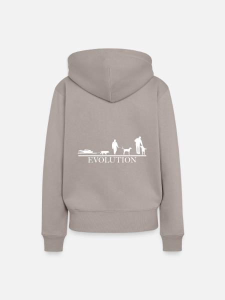 Evolution Gassi gehen Hund - Frauen Premium Bio Hoodie - Taupe