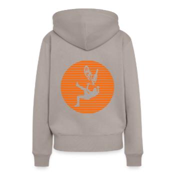 Dirt Bike - Frauen Premium Bio Hoodie - Taupe - Hinten - Julia (174cm)