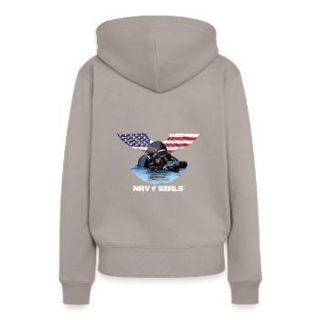 Cadeau de soldat Sniper Navy Seals - Sweat à capuche Premium bio Femme - taupe - Dos - Julia (174cm)