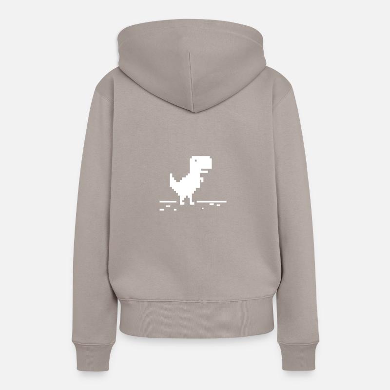 Oops! Pas de connexion Internet Dino 8 bits - Sweat à capuche Premium bio Femme - taupe