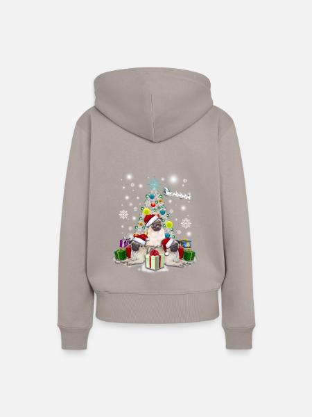 Mops Weihnachten - Frauen Premium Bio Hoodie - Taupe