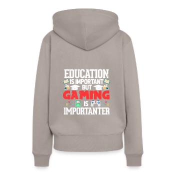 Gaming - Sweat à capuche Premium bio Femme - taupe - Dos - Julia (174cm)
