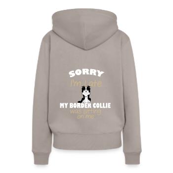 border collie - Sweat à capuche Premium bio Femme - taupe - Dos - Julia (174cm)