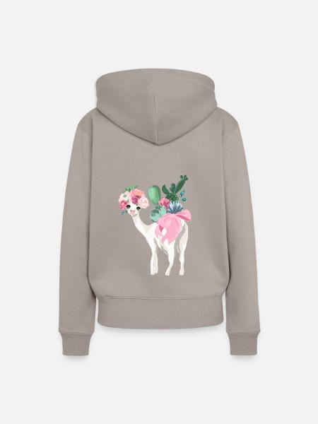 hello Lama - Frauen Premium Bio Hoodie - Taupe