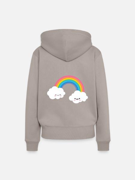 RAINBOW FACE - Frauen Premium Bio Hoodie - Taupe