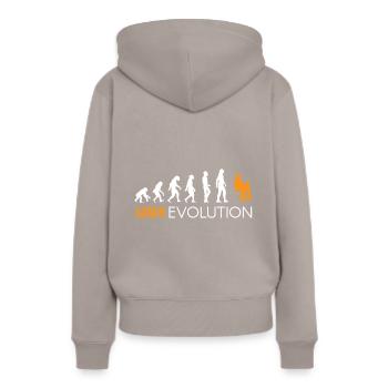 Chemise Admin · EVOLUTION · Cadeau - Sweat à capuche Premium bio Femme - taupe - Dos - Julia (174cm)