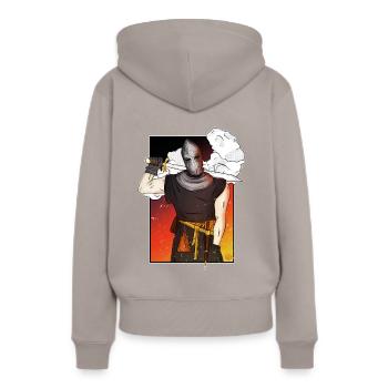 Chevalier yankee à l'épée - Sweat à capuche Premium bio Femme - taupe - Dos - Julia (174cm)
