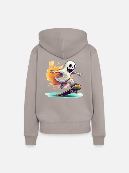 Skater Ghost - blank - Frauen Premium Bio Hoodie - Taupe