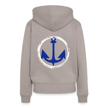 Anker Nautik Seefahrer Pier Meer Maritim - Frauen Premium Bio Hoodie - Taupe - Hinten - Julia (174cm)