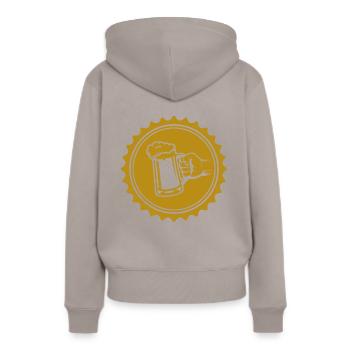 Bière - Bière / Mug à bière - Bouteille de bière Baril de bière - Sweat à capuche Premium bio Femme - taupe - Dos - Julia (174cm)