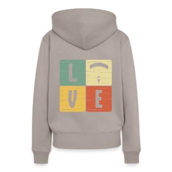 Paragliding - Frauen Premium Bio Hoodie - Taupe - Hinten - Julia (174cm)