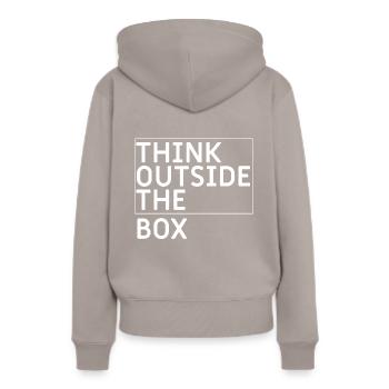 Think outside the box - Sweat à capuche Premium bio Femme - taupe - Dos - Julia (174cm)
