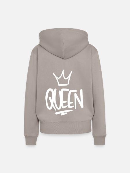 Queen - Frauen Premium Bio Hoodie - Taupe
