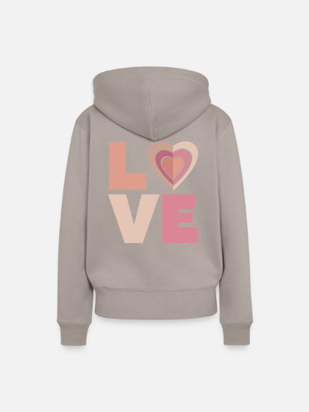 LOVE with heart - Frauen Premium Bio Hoodie - Taupe