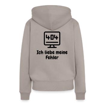 J’aime mes erreurs - Sweat à capuche Premium bio Femme - taupe - Dos - Julia (174cm)